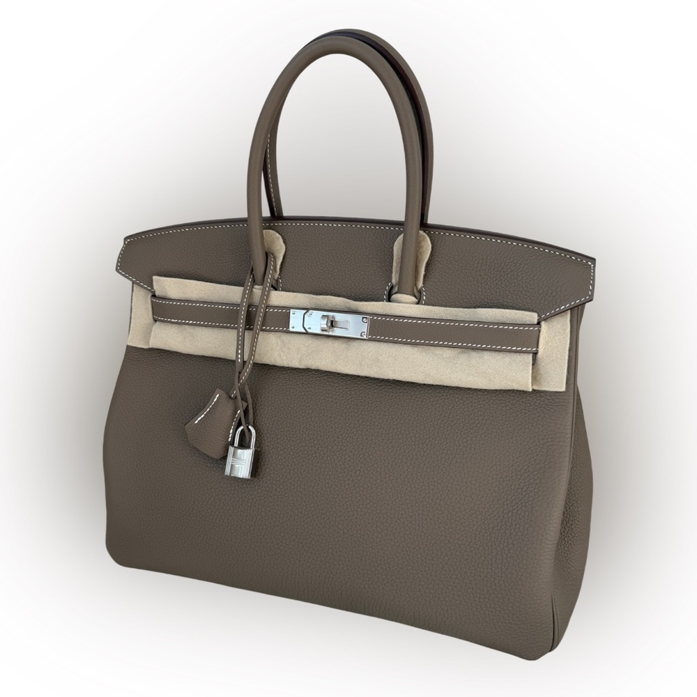 NEW Hermes Birkin 35 Ètoupe Togo Leather bag with Palladium Hardware,stampW 2024 - Picture 4 of 17